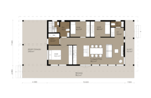 Pohjapiirustus Seili 93 hirsitalomallista