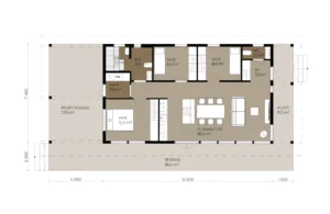 Pohjapiirustus Seili 93 hirsitalomallista