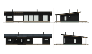 Elevation drawing of a 110 m² holiday home.