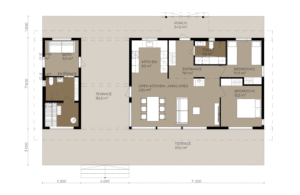 Floor plan of a 110 m² holiday home.