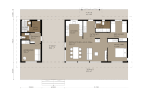 Floor plan of a Pluspuu Isokari 114 m² holiday home.