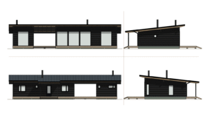 Fasadritning för ett fritidshus på 114 m² Isokari Pluspuu.