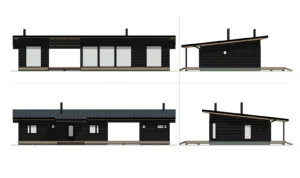 Fasadritning för ett fritidshus på 114 m² Isokari Pluspuu.