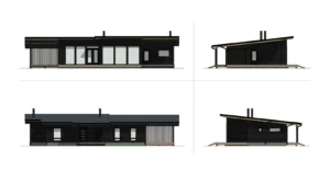 Fasadritning för ett fritidshus på 116 m².