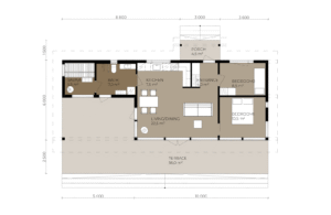 Floor plan of a 75 m² holiday home.