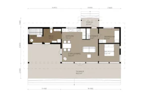 Floor plan of a 75 m² holiday home.