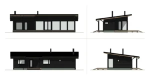 Elevation drawing of a Pluspuu 75 m² holiday home.