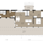 Planritning för ett fritidshus på 75 m²