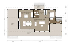 Floor plan of a 116 m² holiday home.