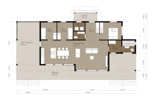Planritning för ett fritidshus på 116 m²