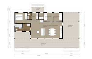 Floor plan of a 94 m² holiday home.