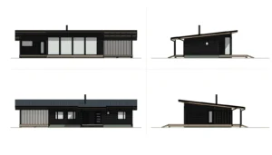 Fasadritning för ett fritidshus på 94 m²