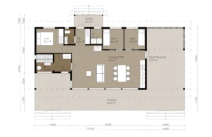 Planritning för ett fritidshus på 94 m²