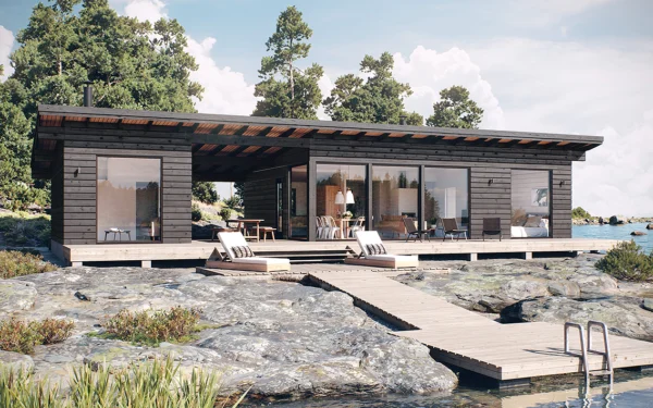 Pluspuu Talojen tumma hirsirakenteinen talomalli Isokari.